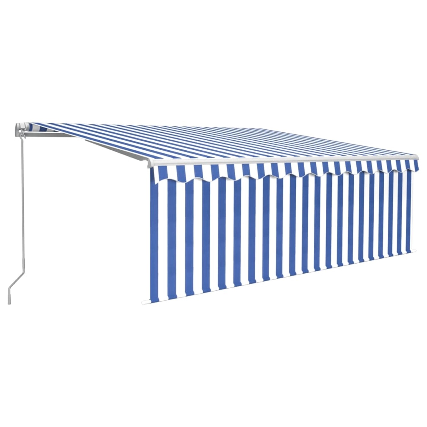 furnicato Markise Manuell Einziehbar mit Rollo 4,5x3 m Blau & Weiß günstig online kaufen