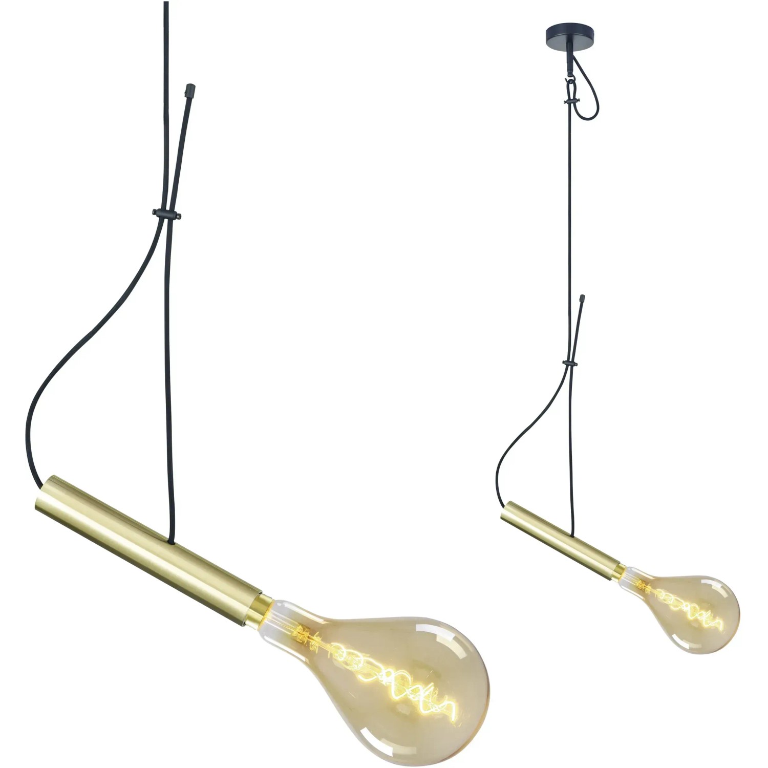 Goldene Näve Pendelleuchte Corbatin mit Textilkabel und E27 Fassung.