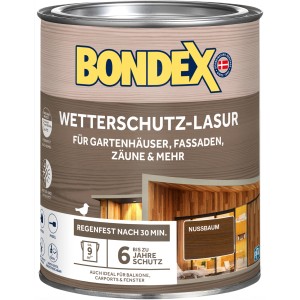 Dose Bondex Wetterschutz-Lasur Nussbaum, Holzlasur für Gartenhäuser, Fassaden und Zäune.