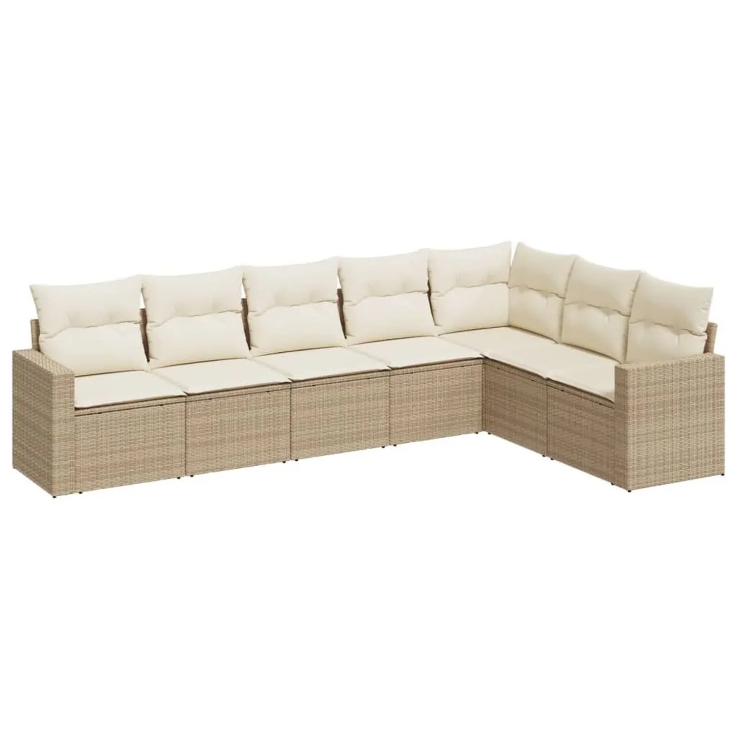 vidaXL 7-Tlg Garten-Sofagarnitur mit Kissen Beige Poly Rattan 3251385