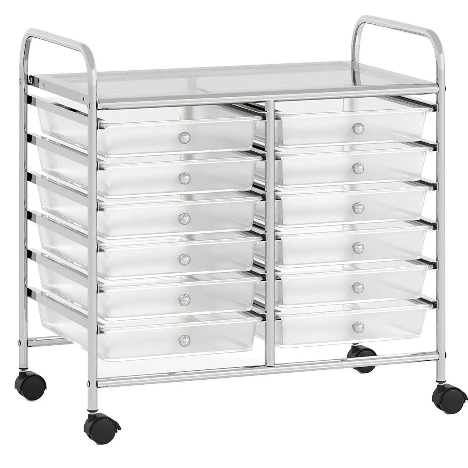 Costway Rollwagen mit 12 Stapelbaren Schubladen Transparent günstig online kaufen