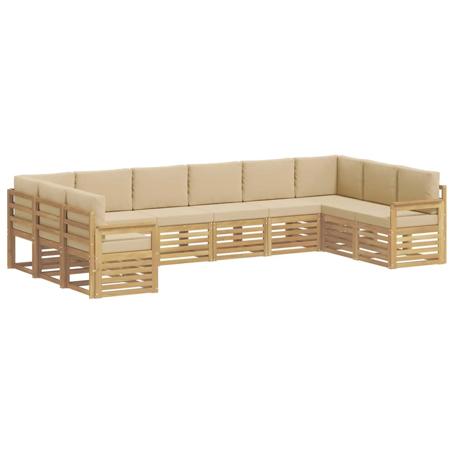 vidaXL Outdoor-Sofagarnitur 7-Tlg Weiß und Beige 363 x 187,5 x 73 cm 3392573