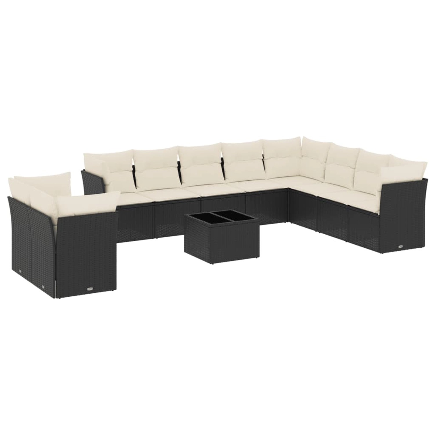 vidaXL 11-Tlg Garten-Sofagarnitur mit Kissen Schwarz Poly Rattan 3249705 günstig online kaufen