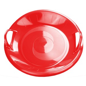 Roter Ondis24 Tellerschlitten Kamikaze (60cm) aus Kunststoff mit Griffen.