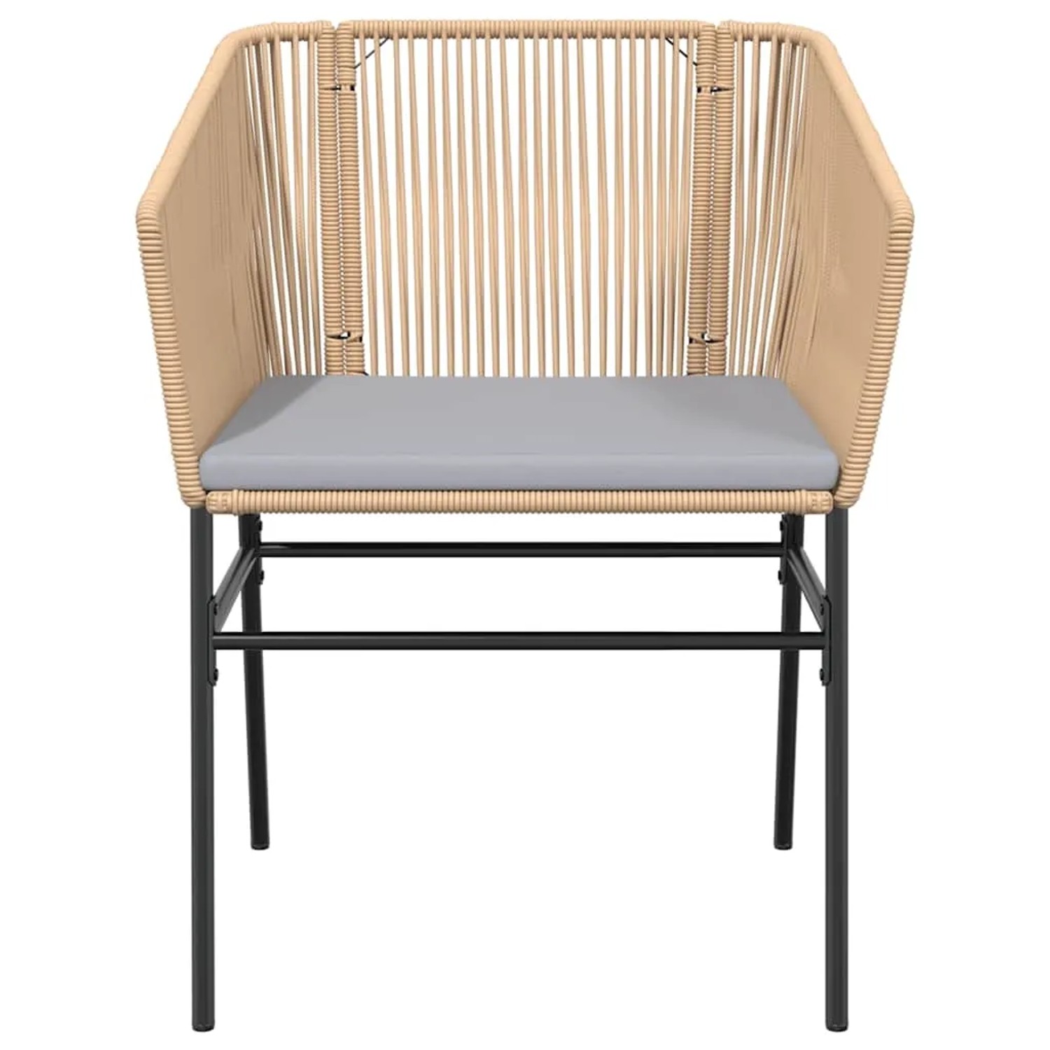 Gartenstuhl aus Poly Rattan in Braun mit Kissen, Teil der vidaXL Garten-Essgruppe.