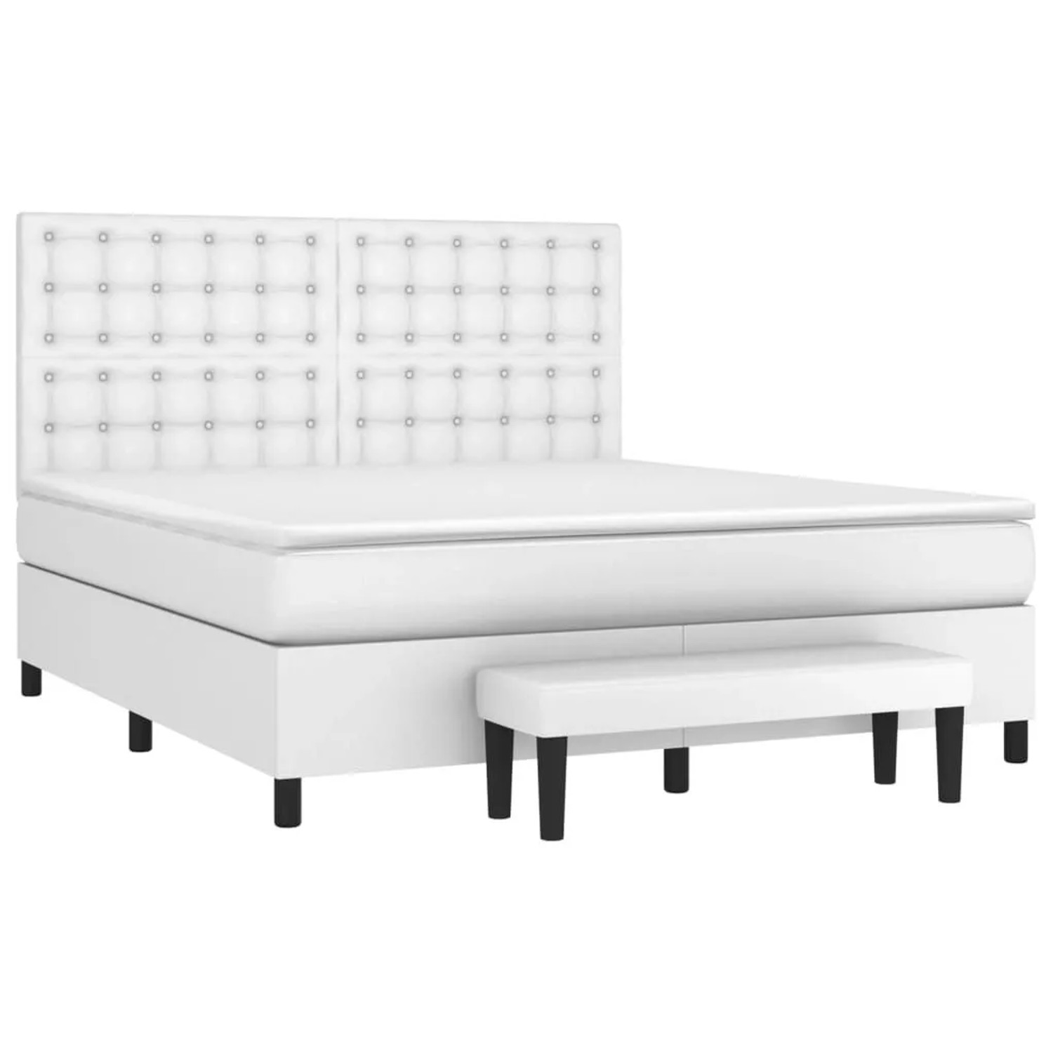 vidaXL Boxspringbett mit Matratze Weiß 180x200 cm Kunstleder 3137678 günstig online kaufen