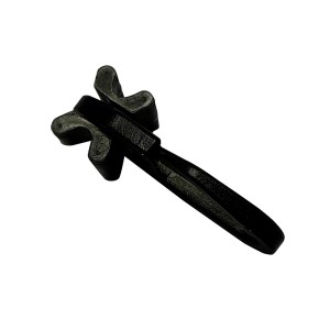 Schwarzer Gardinia X-Gelenkgleiter mit Faltenlegehaken für Gardinenschienen.