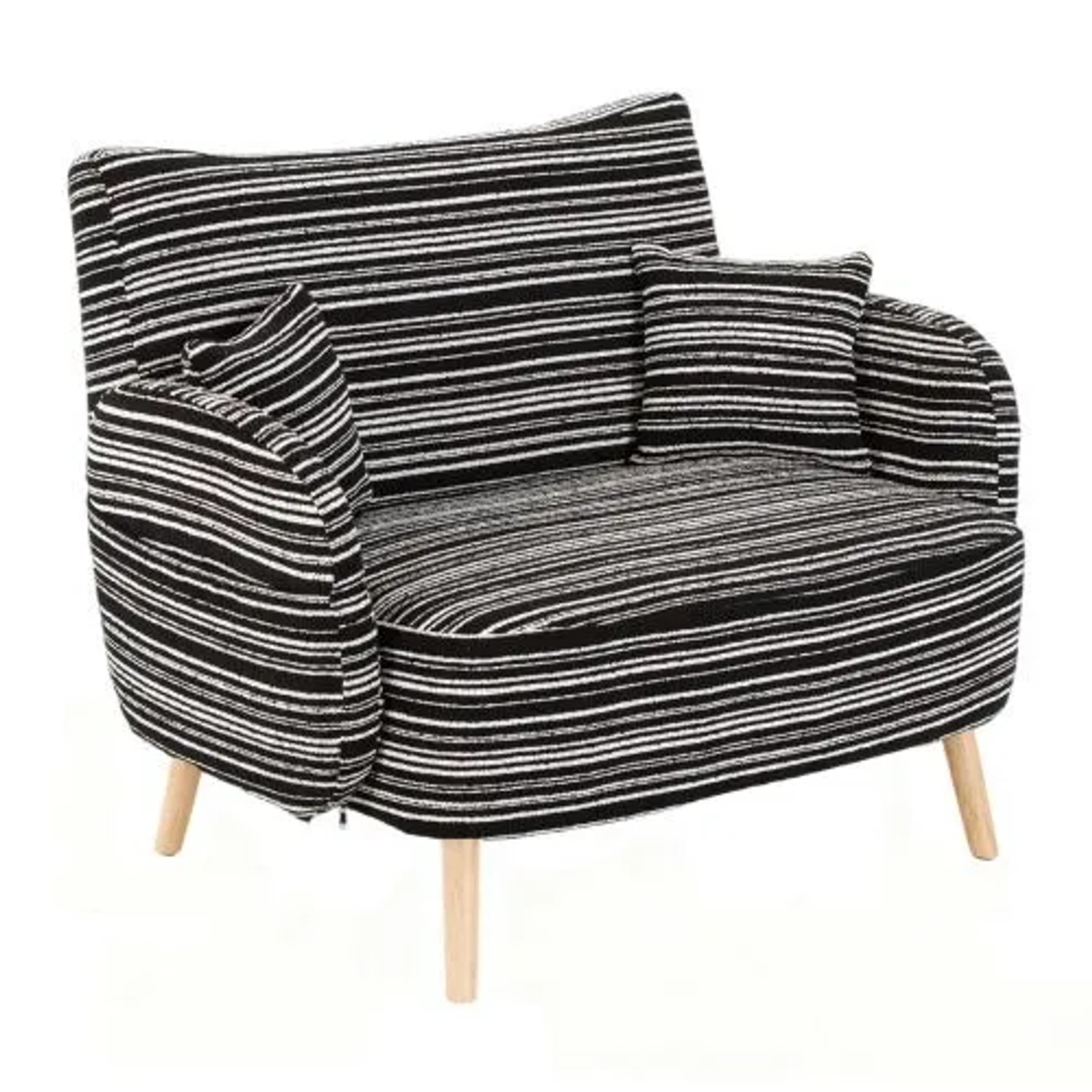 PXloue 2 Sitzer Stoff Sessel Schwarz mit Armlehnen und Seitentasche Sofa für Wohnzimmer Schlafzimmer
