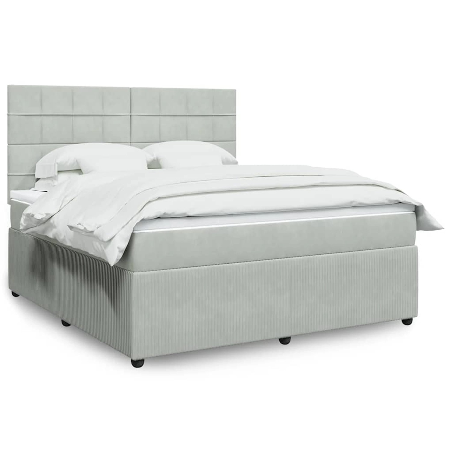 vidaXL Boxspringbett mit Matratze Hellgrau 180x200 cm Samt 3294706 günstig online kaufen