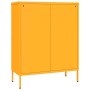 Senfgelber Büroschrank vidaXL mit zwei Türen, Stahl, 80x35x101,5 cm.