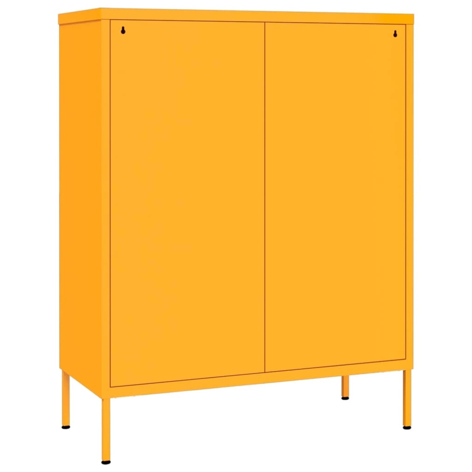 Senfgelber Büroschrank vidaXL mit zwei Türen, Stahl, 80x35x101,5 cm.