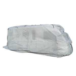 Graue Wohnmobil Abdeckplane Größe L von Garden Pleasure schützt vor Witterung und Schmutz.