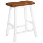 Barhocker aus Massivholz, braune Sitzfläche, weiße Beine, Teil des vidaXL Bartisch- und Hocker-Sets
