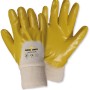 Workpower Nitril-Schutzhandschuhe, beige/gelb, Gr. 9, teilbeschichtet für sicheren Griff beim Arbeiten.