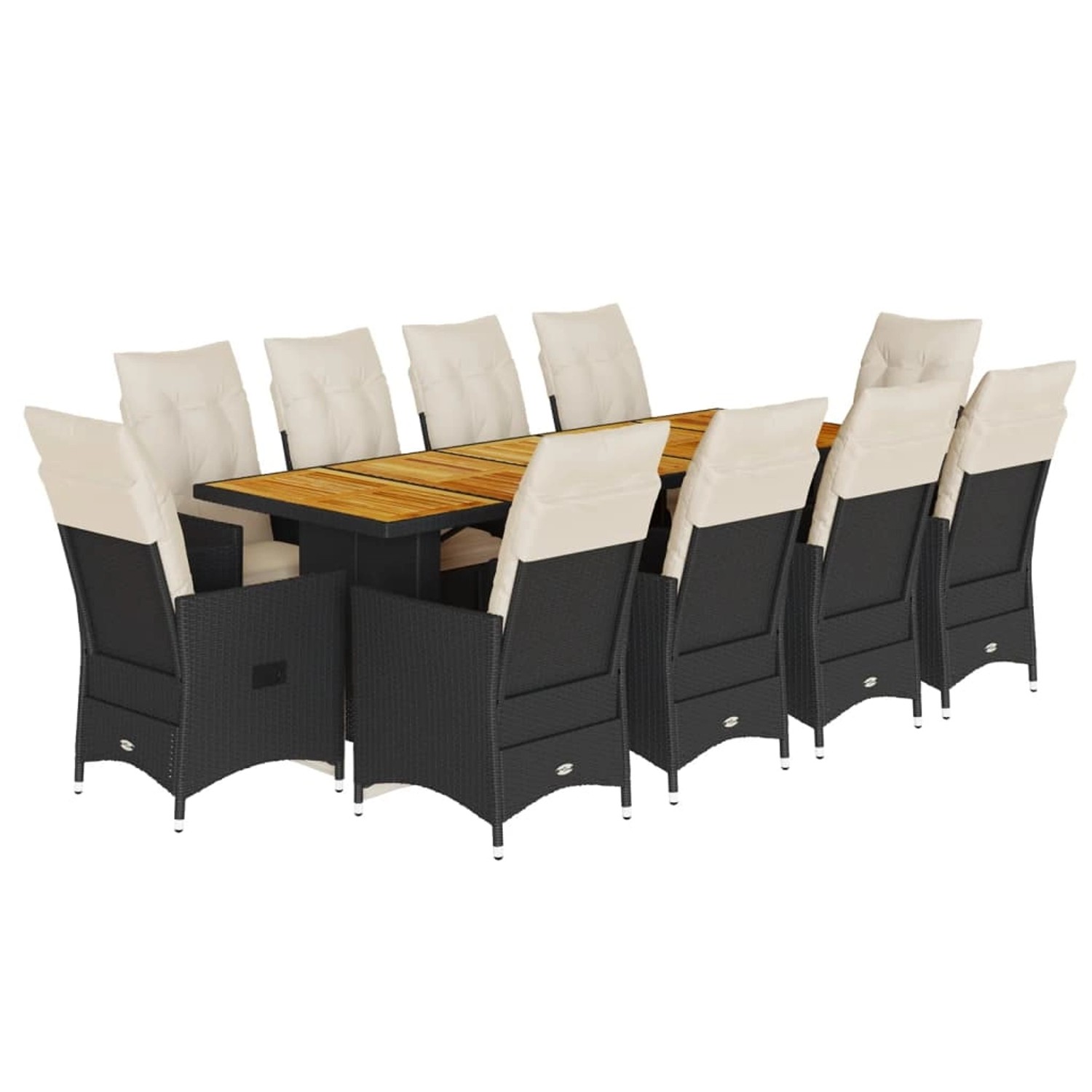 vidaXL 11-tlg Garten-Bistro-Set mit Kissen Schwarz Poly Rattan Modell 1
