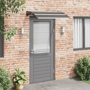 Schwarzes vidaXL Vordach 120x75 cm aus Polycarbonat über einer Haustür.