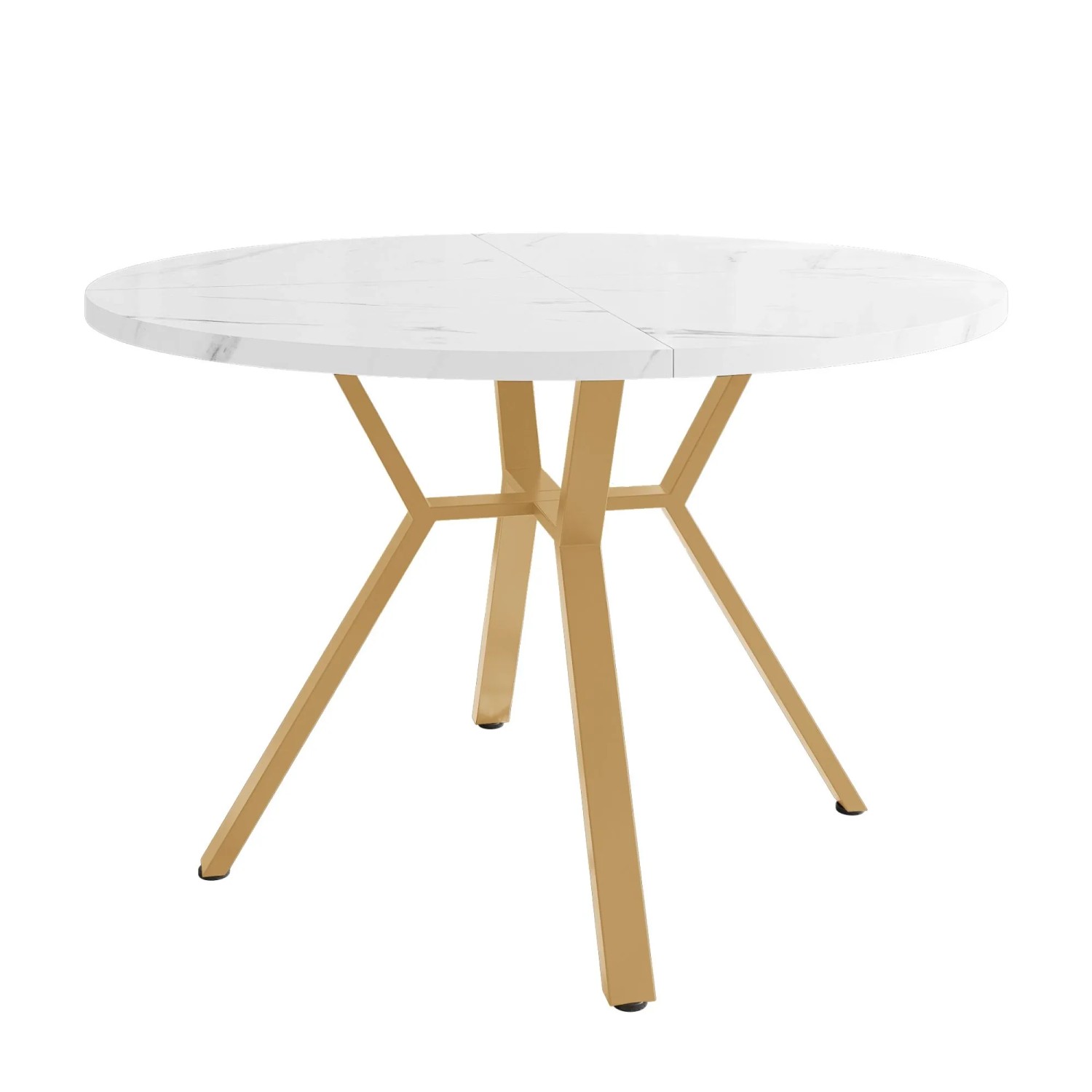 okwish Marmor-Esstisch X-förmiger Couchtisch Stabil und Langlebig 100 × 100 cm Gold