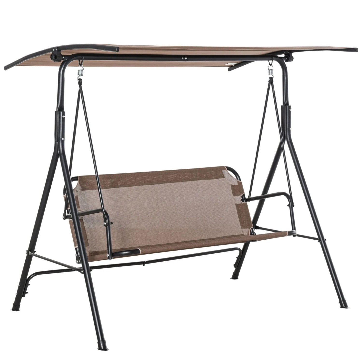 Outsunny 2-Sitzer Hollywoodschaukel mit Verstellbarem Vordach Braun