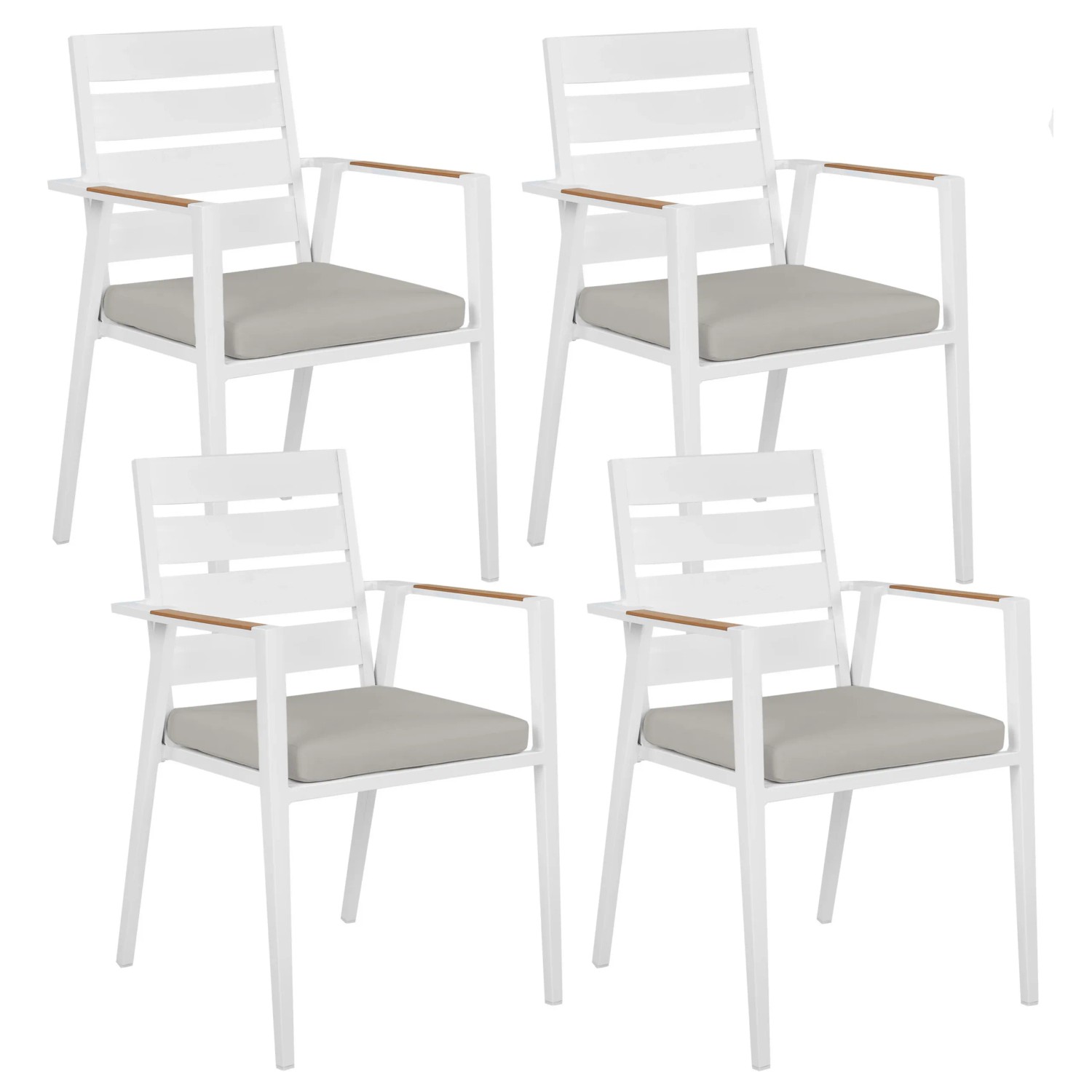 Beliani Gartenstuhl Weiss Grau Heller Holzfarbton 58x54x86
