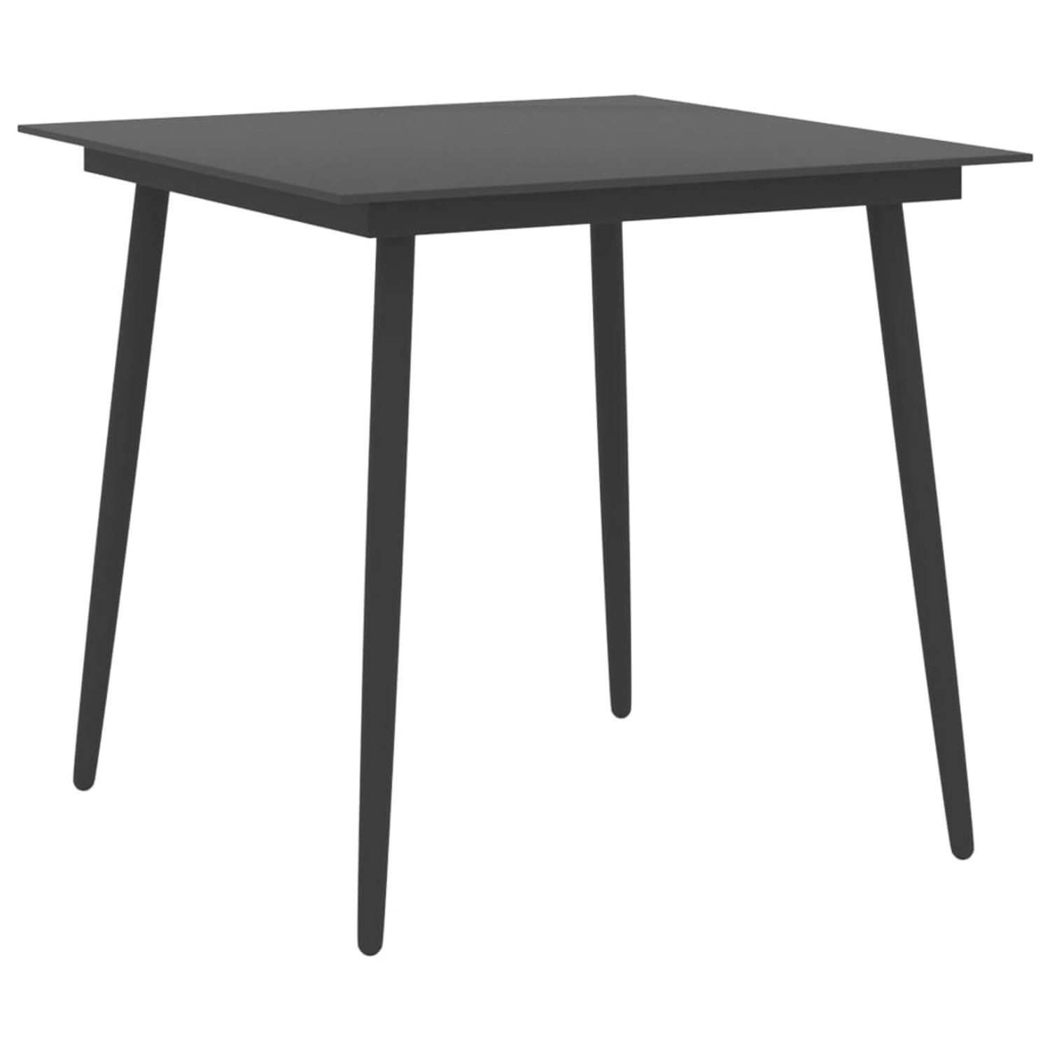 vidaXL Garten-Esstisch Schwarz 80x80x74 cm Stahl und Glas 313114 günstig online kaufen