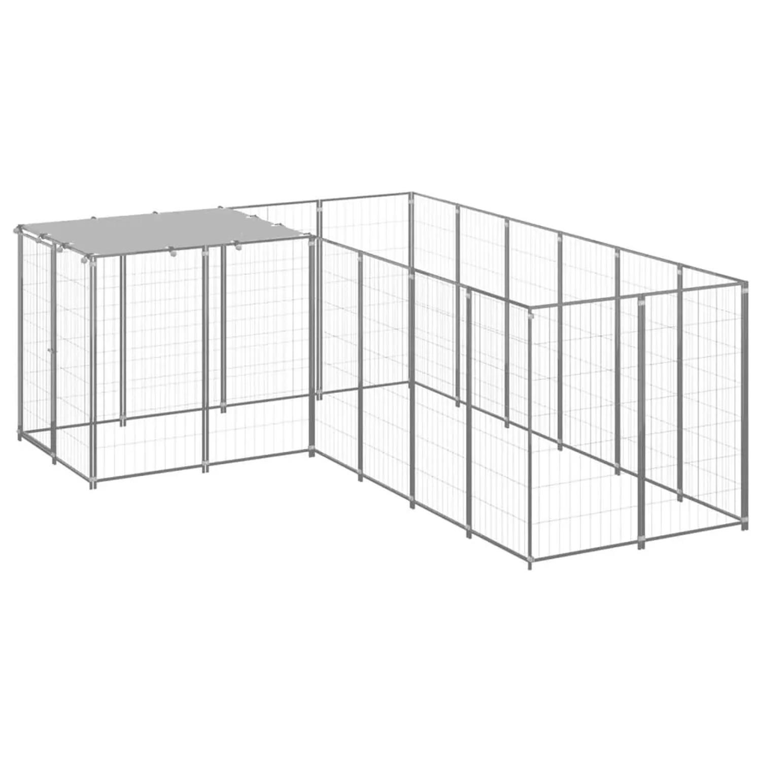vidaXL Hundezwinger Silbern 4,84 m² Stahl 3082218