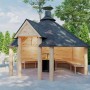 Finn Art Blockhaus Grillhütte Grillkota Elegance 9qm offen mit Grillanlage Dachschindeln Schwarz_5