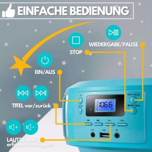 Cyberlux CL-940 Kinder CD-Player Tragbar CD/MP3/USB Radio Grün