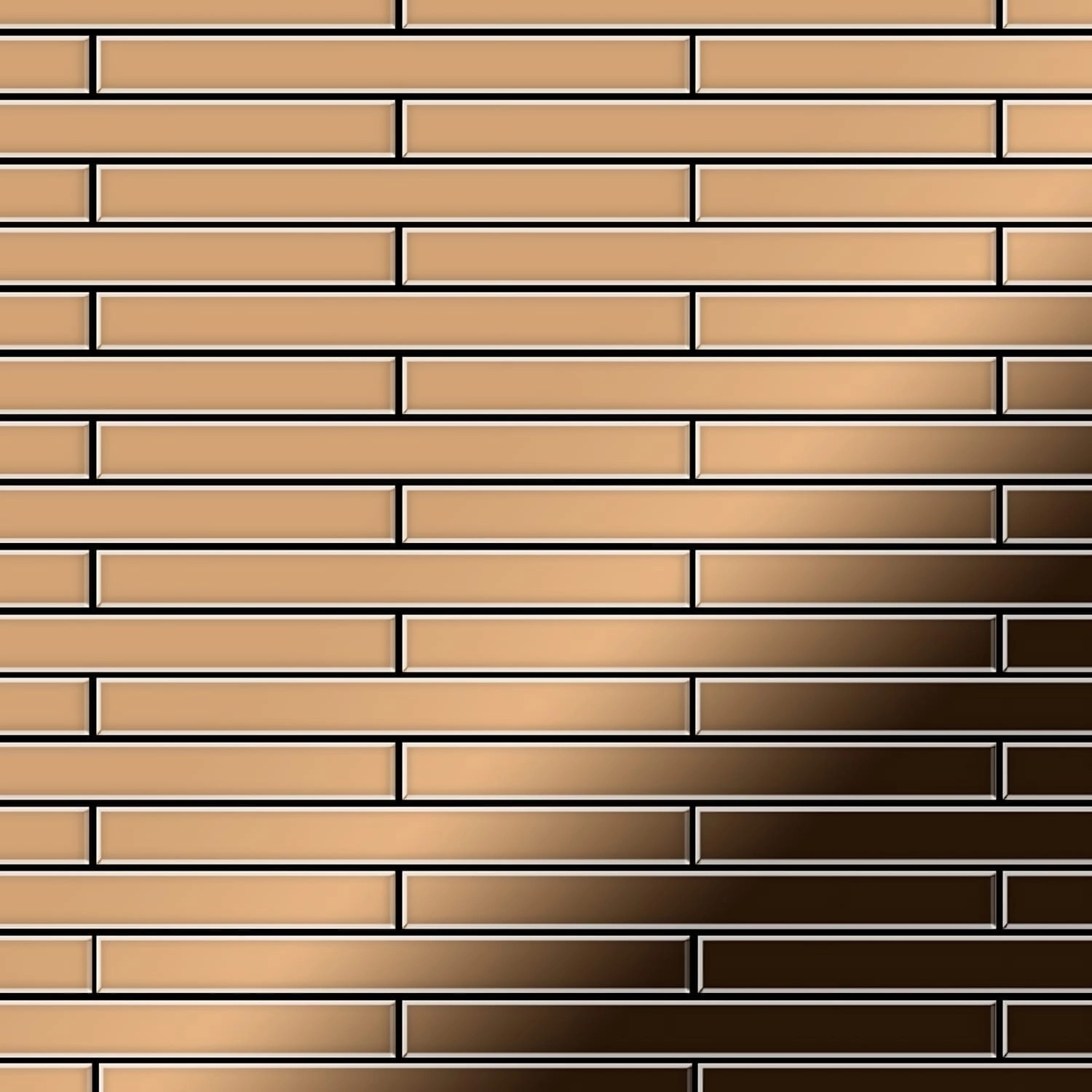 ALLOY Mosaik Fliese Massiv Metall Titan Hochglänzend Kupfer 1,6mm Stark Ave günstig online kaufen
