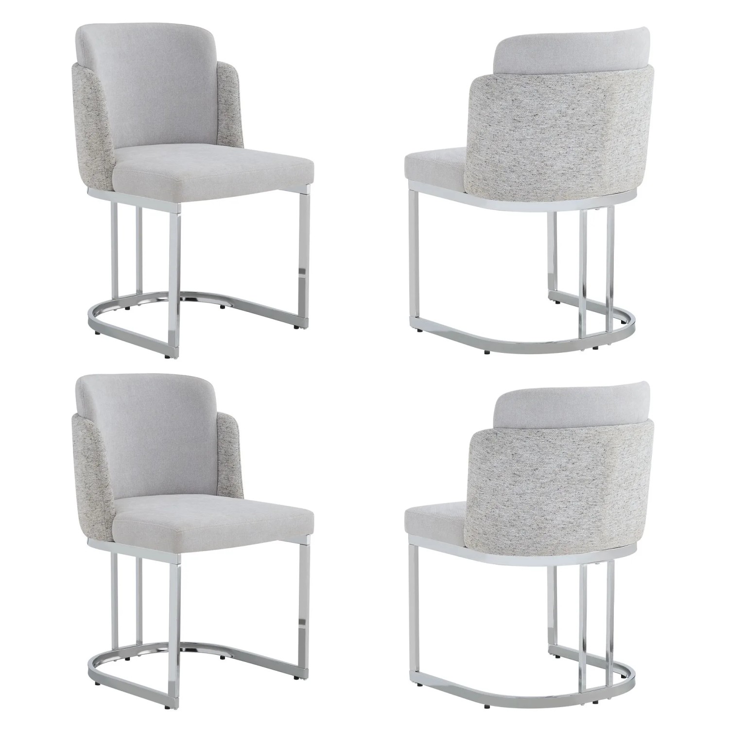 Merax Esszimmerstuhl 4er Set Chenille Hellgrau Silber