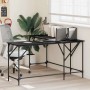 vidaXL Schreibtisch, Eichen-Optik, schwarz, L-Form, mit Stahlrahmen. Ideal für Home-Office.