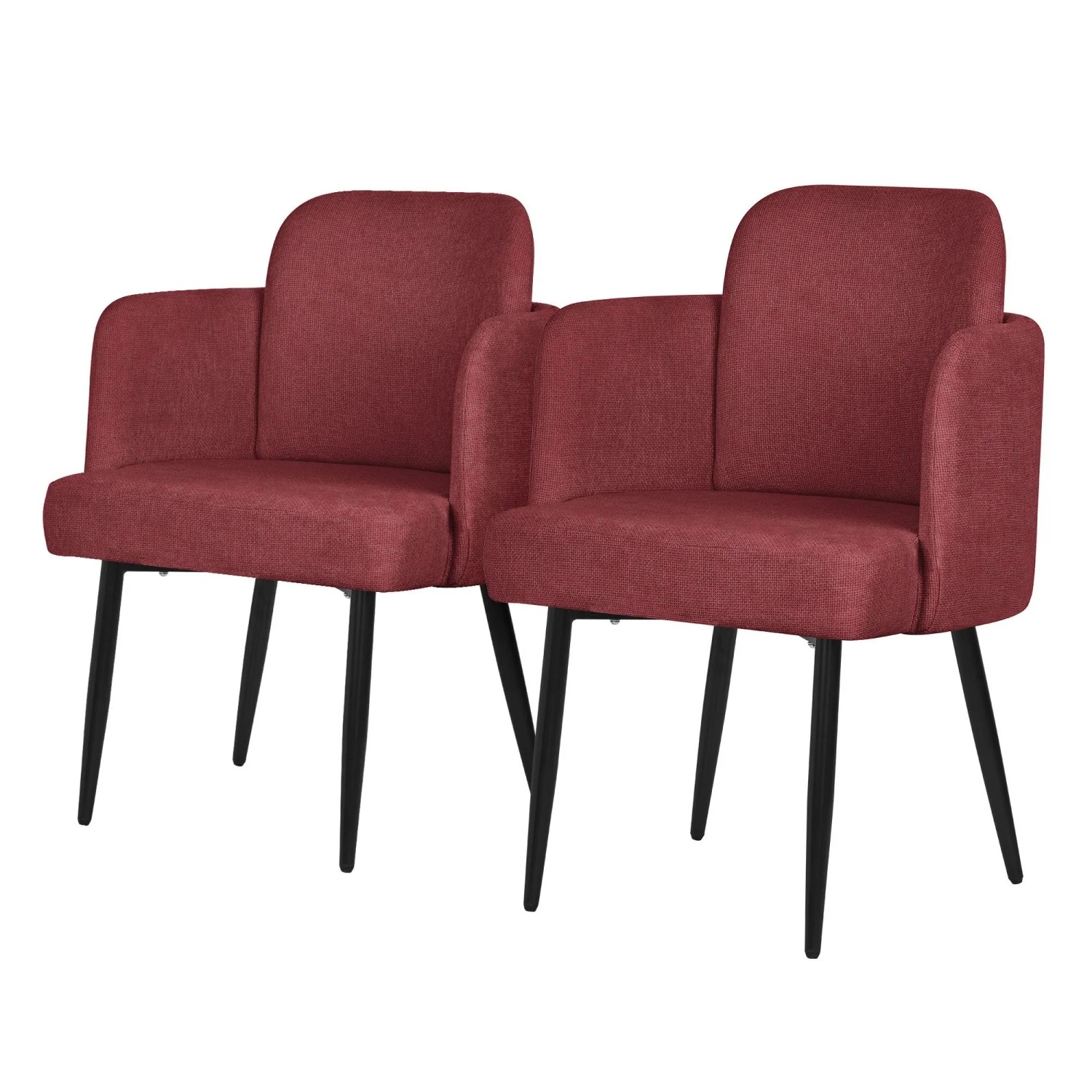 ML-Design Esszimmerstühle 2Er Set Rot mit Stoffbezug und Armlehne