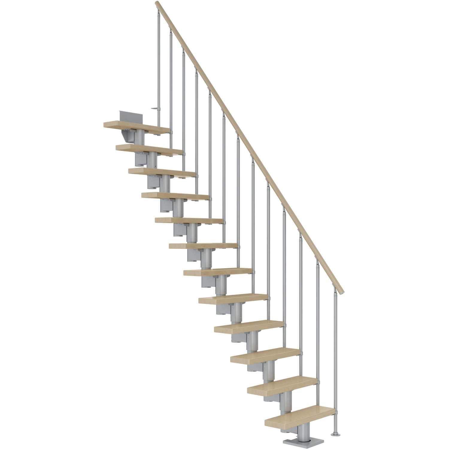 Dolle Mittelholmtreppe Dublin Ahorn Perlgrau GH bis 270 cm Gerade 75 cm FSC günstig online kaufen