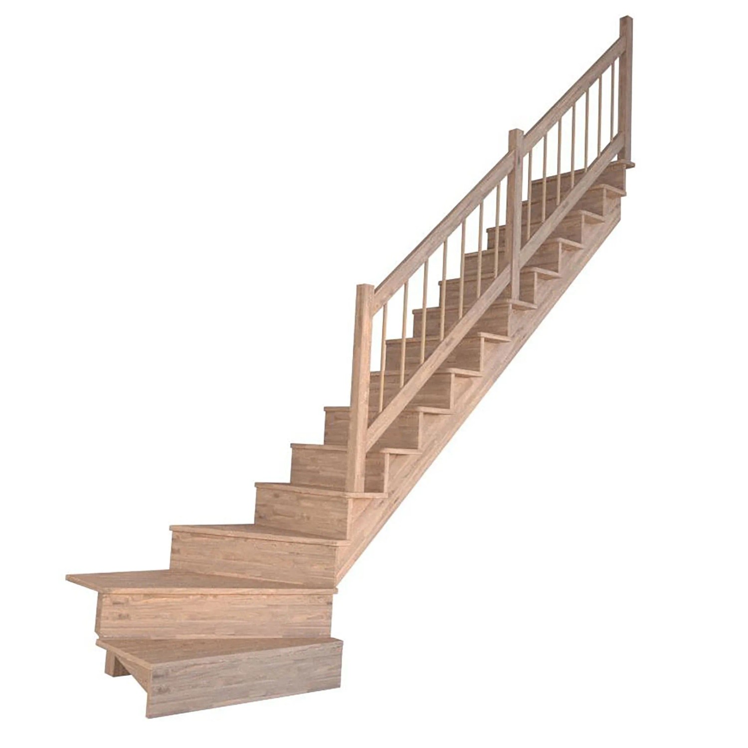 Treppe Lindos Eiche Gewendelt Rechts Setzstufen 100 cm Holz-Design-Geländer günstig online kaufen