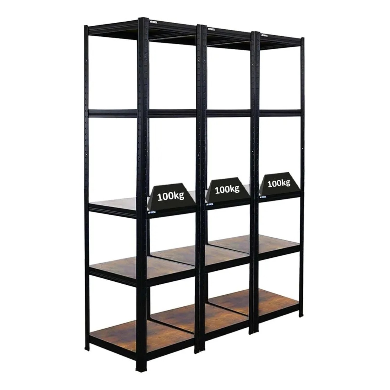 PROREGAL 3er Vintage Series Schwerlastregal Ragnar Set HxBxT 180x45x45cm Fachlast 100kg Vintagebraun-Schwarz