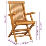 Gartenstuhl aus Teakholz mit Armlehnen und Kissen, klappbar, 2er-Set