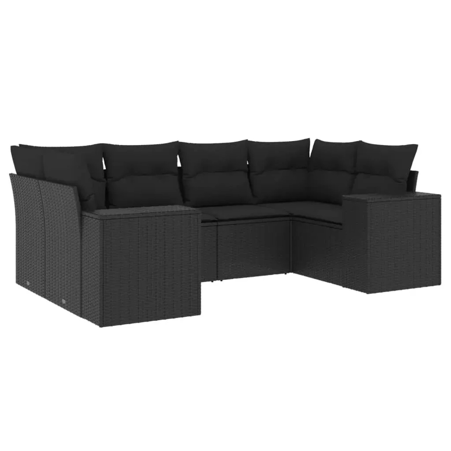 vidaXL 6-Tlg Garten-Sofagarnitur mit Kissen Schwarz Poly Rattan 3255312
