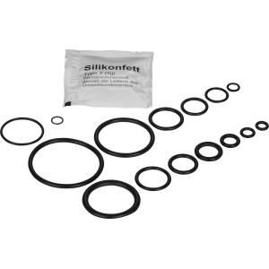 Dichtungs-Set für Armaturen mit O-Ringen in verschiedenen Größen und Armaturenfett.