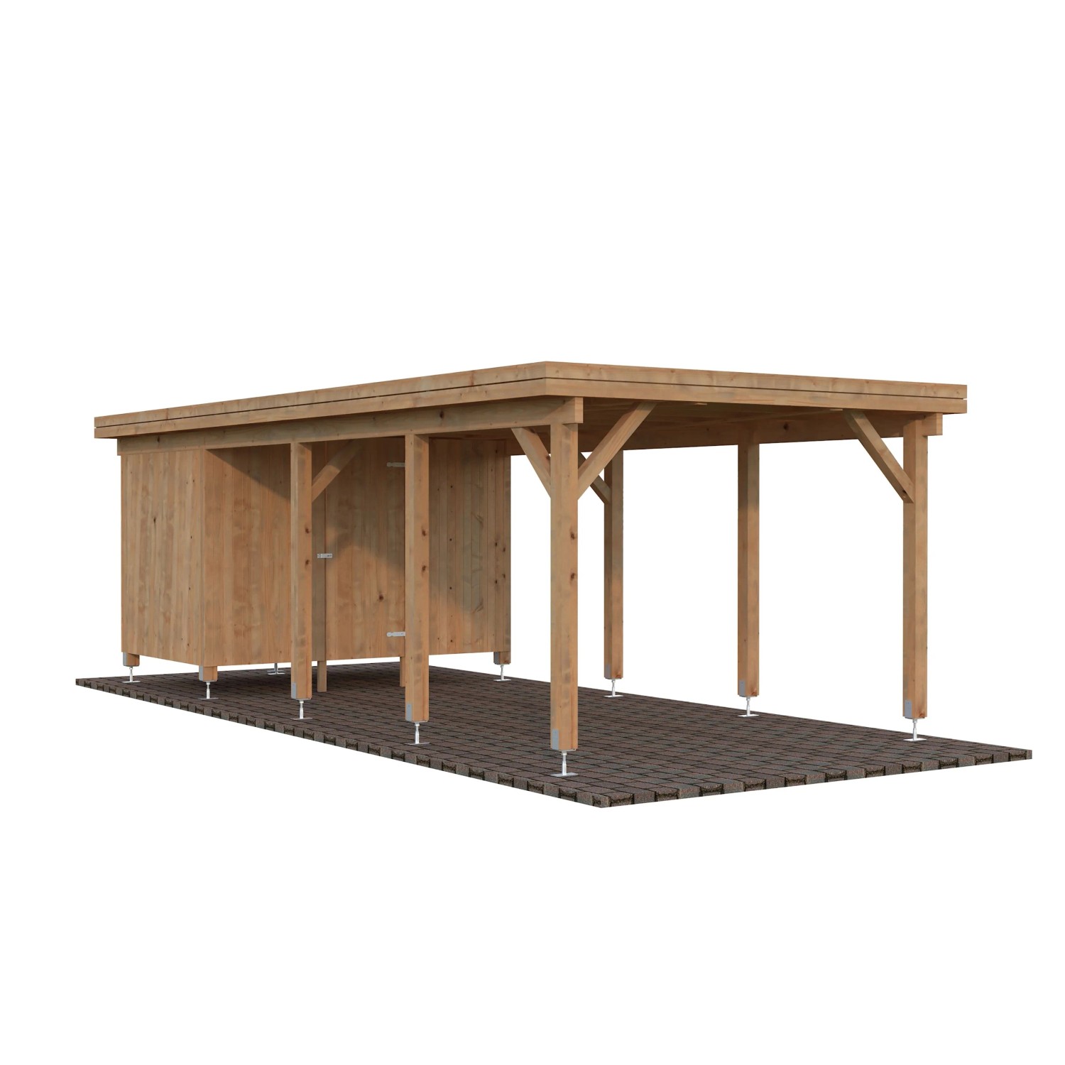 Heller Palmako Carport Karl mit Geräteraum aus Holz, tauchgrundiert. FSC®-zertifiziert.