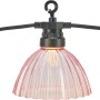 Detailaufnahme: Solar-LED-Lichterkette Zevio mit rosa Lampenschirm für stimmungsvolle Deko.
