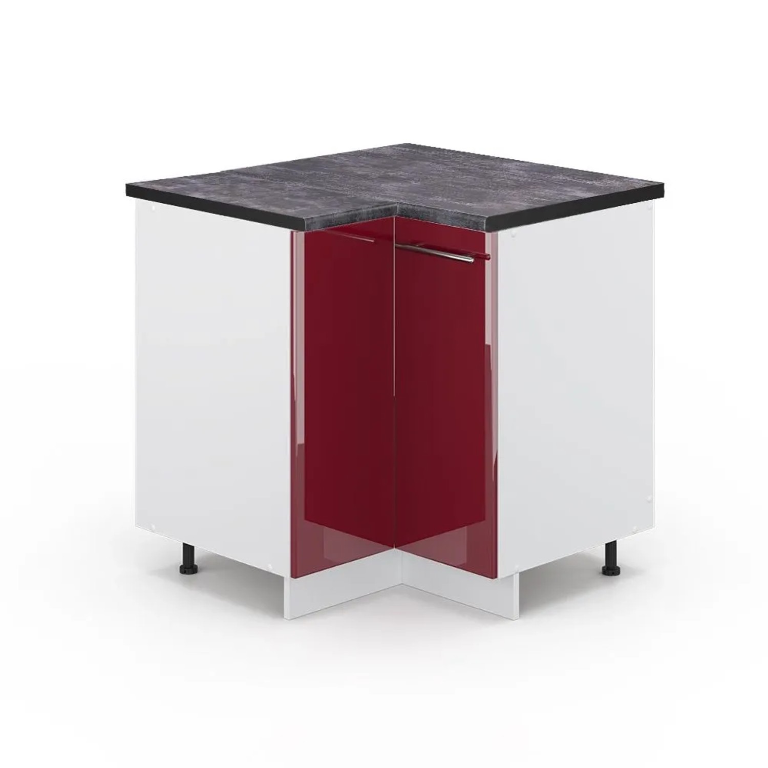 Vicco Eckunterschrank Fame-Line Bordeaux Hochglanz Weiß 81 cm AP Anthrazit