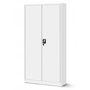 Jan Nowak Metallschrank Aktenschrank 90x185x40 cm mit Zylinderschloss und 4 Fachböden Weiß