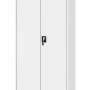Weißer Jan Nowak Metallschrank, Aktenschrank mit zwei Türen, Zylinderschloss und Schlüssel. Ideal für Büro.