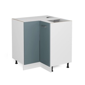 Vicco Eckunterschrank R-Line in Blau-Grau/Weiß, 76 cm, ohne Arbeitsplatte.