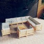 vidaXL 13-tlg. Garten Lounge Set aus Kiefernholz mit creme Kissen. Gartenmöbel für Terrasse und Garten.