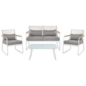 Beliani Lounge Set POMONTE Weiss Grau