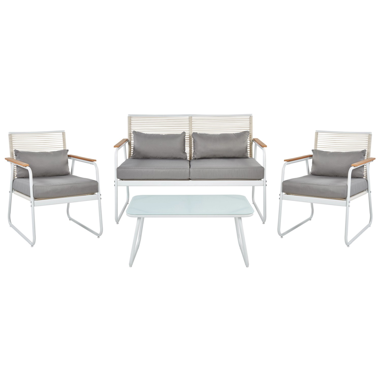 Beliani Lounge Set POMONTE Weiss Grau