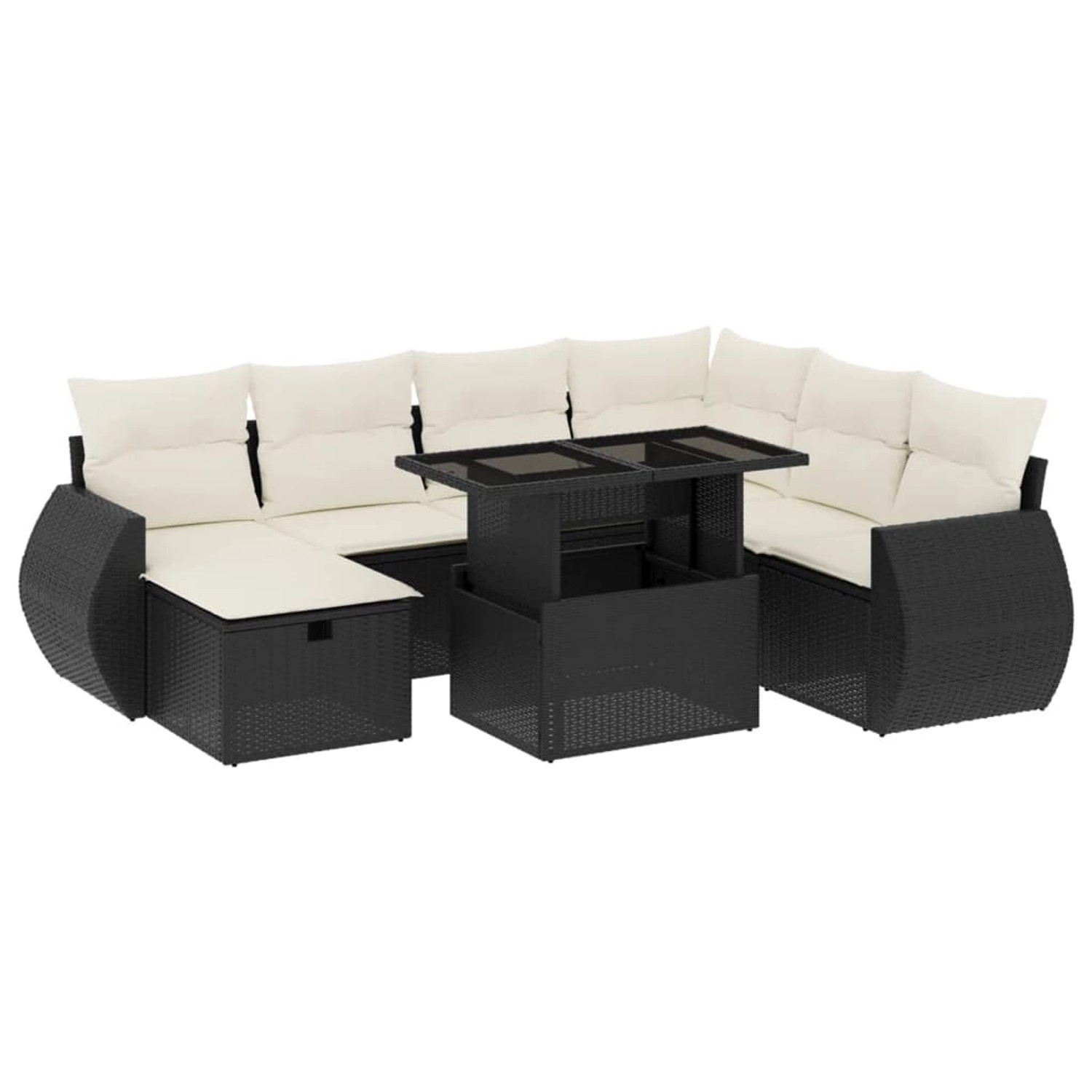 vidaXL 8-Tlg Garten-Sofagarnitur mit Kissen Schwarz Poly Rattan 3275156 günstig online kaufen