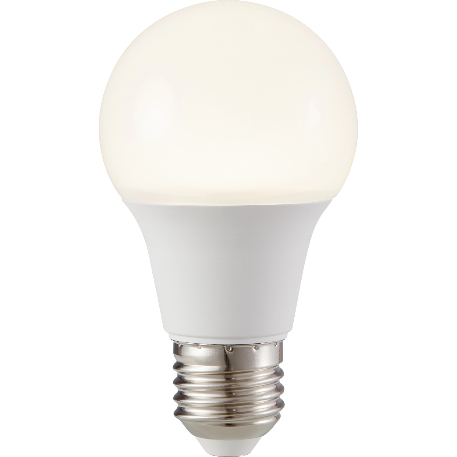 E27 LED-Lampe in Glühlampenform, 8,5 W, kaltweißes Licht.