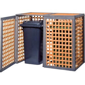 Gaspo Müllbox Kaprun für 2 Tonnen, 150x85cm, mit Tür und Dach. Mülltonnenbox aus Holz.