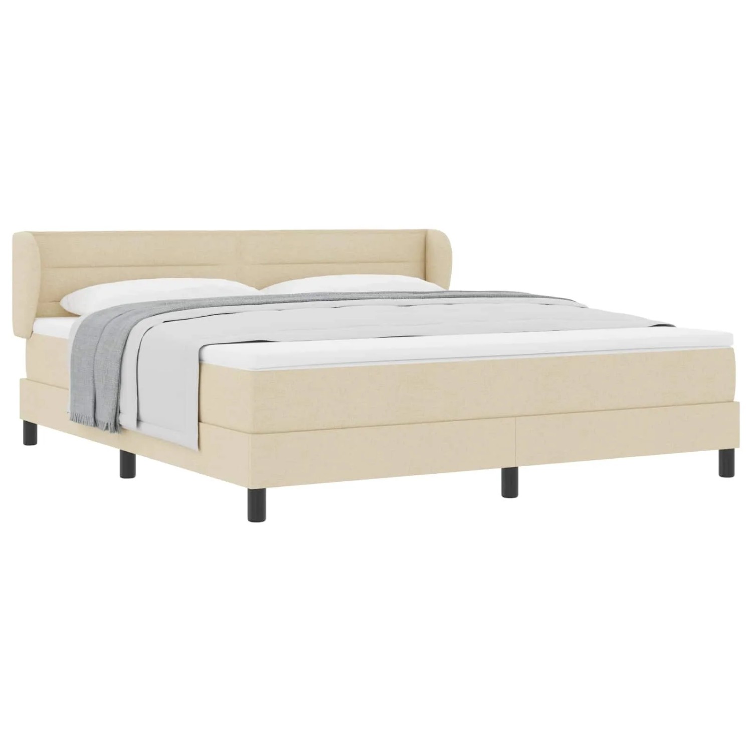 vidaXL Boxspringbett mit Matratze Creme 180 x 200 cm Stoff 3339980
